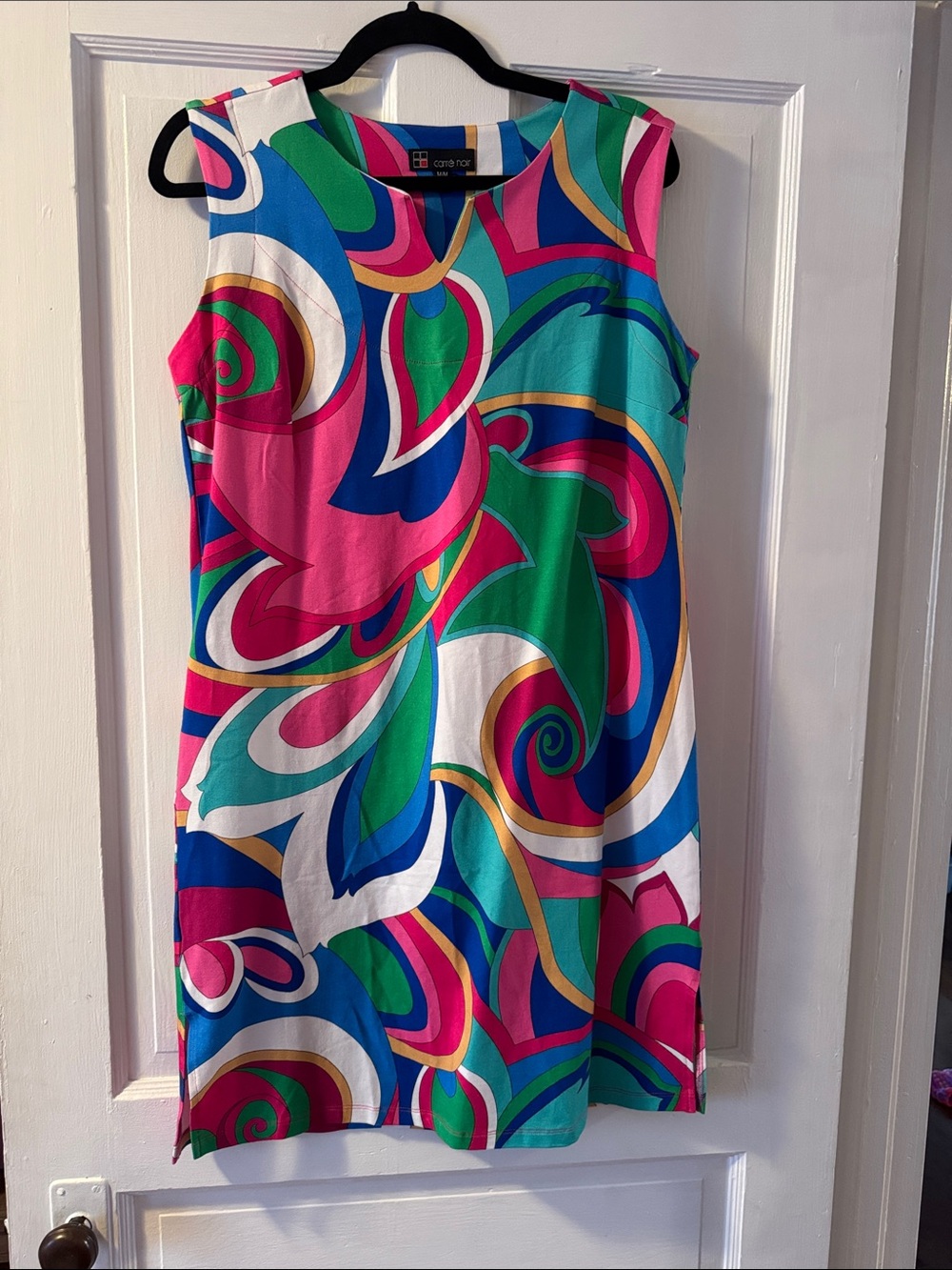 Sleeveless Abstract Print Shift Dress - Colorful by Cathy Daniels